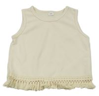 Smetanový top s ozdobným lemem