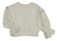 Bílá crop mikina s madeirou a kamínky River Island