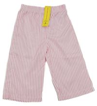 Růžovo-bíé pruhované wide leg lehké kalhoty Shein