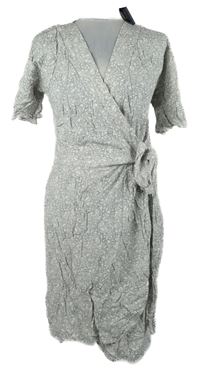 Nové - Dámské bílo-tmavomodré zavinovací šaty M&S