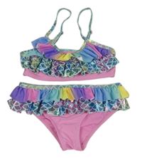 Růžové dvoudílné plavky s volánky Dopodopo