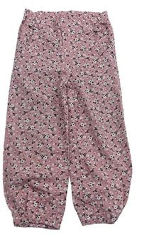 Světlerůžové květované volné kalhoty zn. Pep&Co