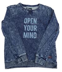 Tmavomodrá plísňová mikina riflového vzhledu s nápisem POCOPIANO