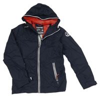 Tmavomodrá šusťáková jarní funkční bunda s kapucí Decathlon