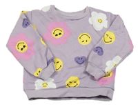 Lila mikina s kytičkami 