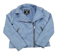 Světlemodrá semišová crop bunda 