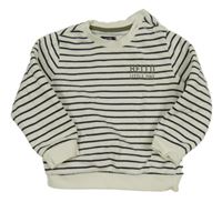 Bílo-černá pruhovaná mikina s nápisem 