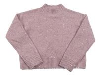 Růžový melírovaný svetr s flitry Next