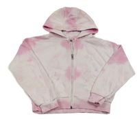 Světlerůžová batikovaná propínací crop mikina s kapucí F&F