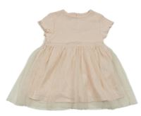 Světlerůžové žebrovano/tylové šaty Kiabi