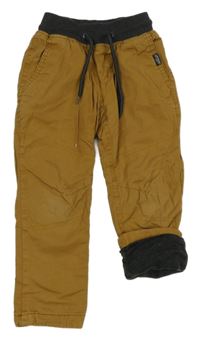 Béžové plátěné podšité kalhoty se šedým pasem Dopodopo