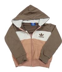 Hnědo-bílo-broskvová propínací mikina s kapucí Adidas