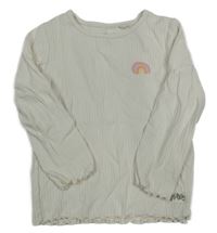 Smetanové žebrované triko s duhou Next