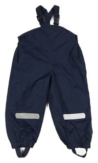 Tmavomodré šusťákové laclové kalhoty 