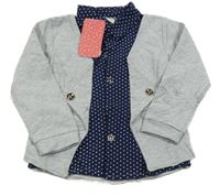 Nové - Šedý mikinový cardigan se všitou halenkou PatPat