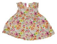 Bílo-barevné květované šaty s ptáčky C&A