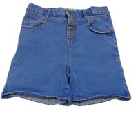 Modré high waist riflové kraťasy New Look