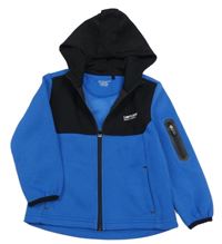 Modro-černá propínací tech fleece mikina s nápisem a kapucí PRIMARK