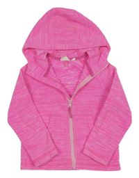 Neonově růžová žíhaná fleecová funkční propíancí mikina s kapucí Mountain Warehouse