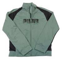 Khaki-černá sportovní propínací mikina Puma