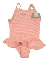 Neonově oranžovo-bílé pruhované jednodílné plavky Primark