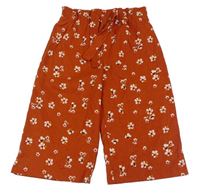 Rezavé culottes kalhoty s kytičkami Primark