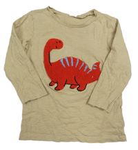 Béžové triko s dinosaurem H&M