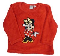 Červená chlupatá mikina s Minnií zn. Primark