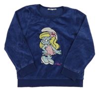 Tmavomodrá plyšová mikina se Šmoulinkou 