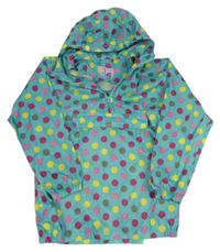Mátová šusťáková větrovka s puntíky a kapucí 