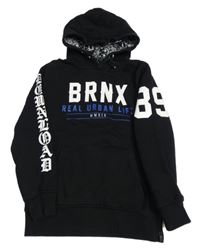 Černá mikina s nápisem a kapucí C&A