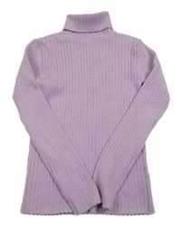 Fialový třpytivý žebrovaný svetr s rolákem George 