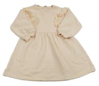 Světlerůžové teplákové šaty s madeirovými volánky River Island 