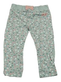 Zelenošedé tepláky s kytičkami Seasons