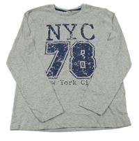 Šedé melírované triko s nápisem Kids