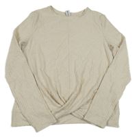 Béžový žebrovaný svetr s překřížením Yigga