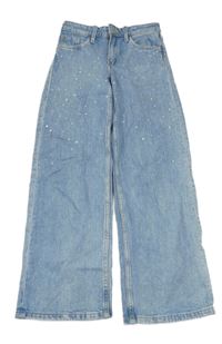 Světlemodré wide leg rifle s kamínky H&M