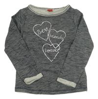 Tmavomodrá melírovaná pletená mikina se srdíčky S. Oliver 