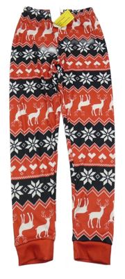 Nové - Červeno-černé vzorované tepláky se soby Shein 