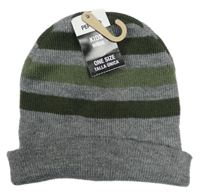 Nové - Šedo-khaki pruhovaná pletená čepice Pep&Co.