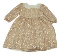 Béžové síťované šaty s flitry