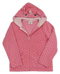 Růžová fleecová propínací mikina s kapucí - jednorožec Topolino