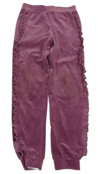 Růžové plyšové kalhoty s volánky Little kids