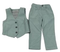 2set - Zelenošedé společenské kalhoty + vesta River Island