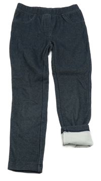 Tmavomodré zateplené legíny riflového vzhledu