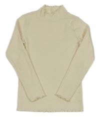 Béžové žebrované třpytivé triko s rolákem Name it