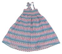 Barevné pruhované květované plátěné šaty Primark