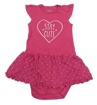 Růžové bavlněné šaty se všitým body s srdíčkem C&A