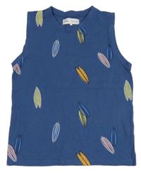 Tmavomodré tílko s listy Zara