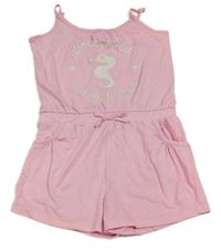 Světlerůžový kraťasový overal s mořským koníkem Dopodopo